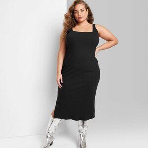 Women's Knit Midi Bodycon Dress - Wild Fable Black 3X